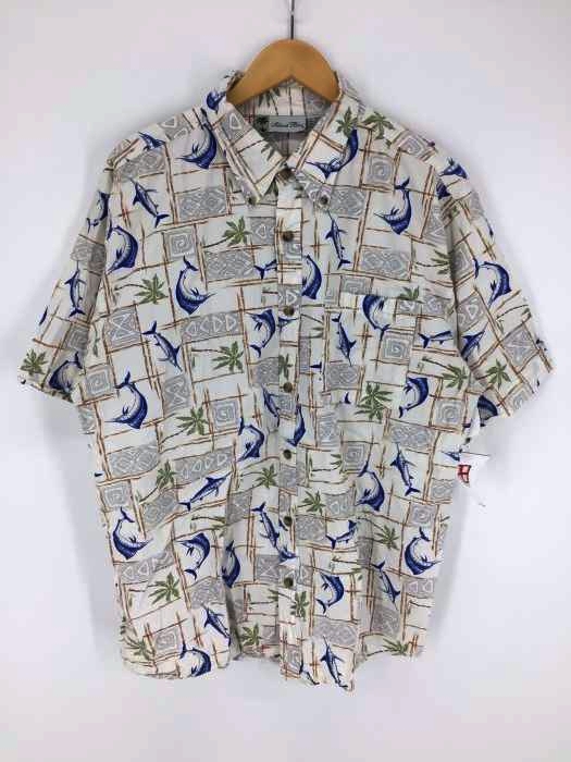 USED古着(ユーズドフルギ) Island Blue カジキ柄 半袖シャツ メンズ JPN：XL