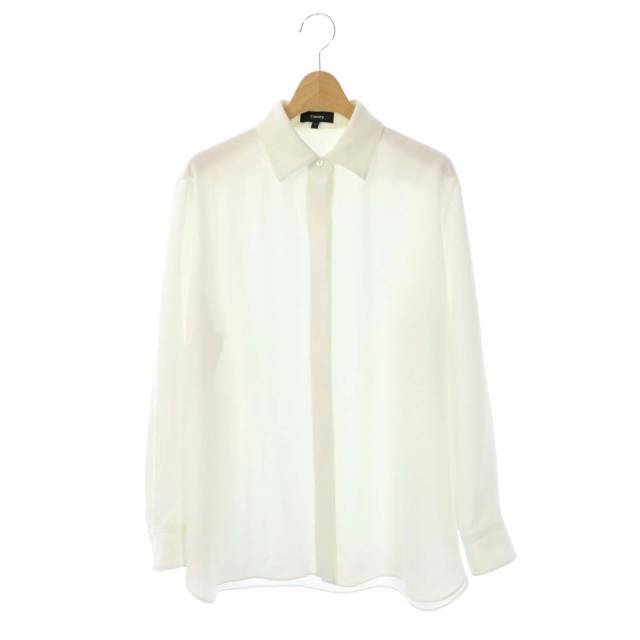 theory(セオリー) 20SS SYNTHETIC CREPE CLASSIC MENSWEAR SH シャツ ブラウス 長袖 比翼ボタン S 白 ホワイト /AA ■OS レディース  S