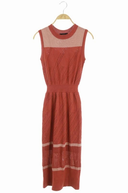 rienda(リエンダ) 19SS ノースリーブニットワンピース ロング F 茶 ピンクベージュ /HK ■OS レディース  F