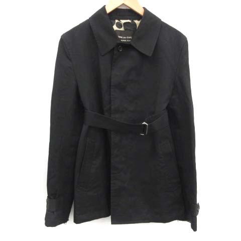 COMME des GARCONS HOMME PLUS(コムデギャルソンオムプリュス) AD2008 ステンカラーコート バルマカーンコート ボンディング加工 比翼仕立て M 黒 ブラック PC-C002 /OI メンズ M