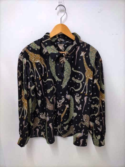 ZARA(ザラ) アニマル柄ポリシャツ レディース import：L