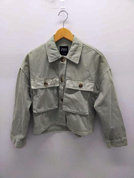 ザラ ZARA クロップドデニムカバーオール レディース import：S