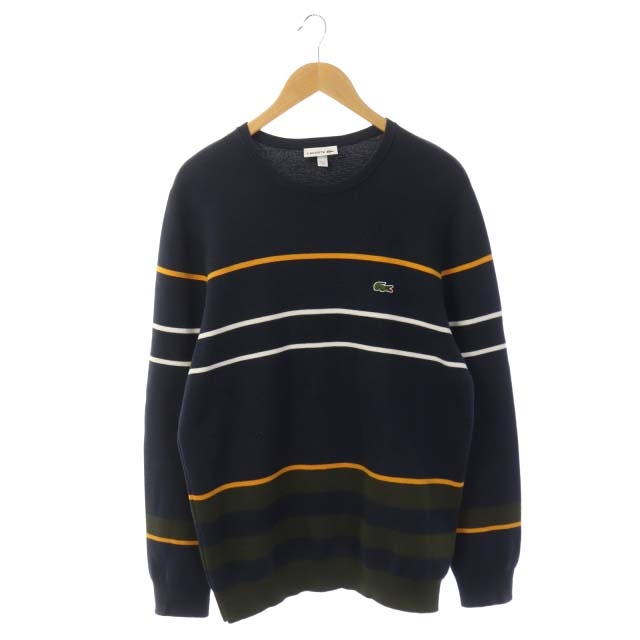LACOSTE(ラコステ) ニット セーター ボーダー 長袖 US M 紺 ネイビー /HK メンズ  US M