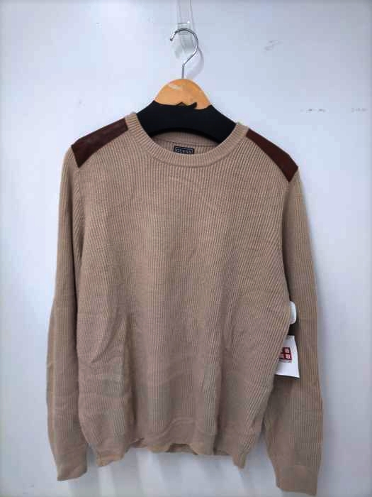 GUESS(ゲス) レザーパッチ切替リブニット メンズ import：L