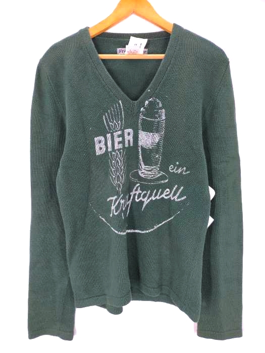 フランクリーダー FRANK LEDER BIER プリント ウール Vネックニット メンズ import：S