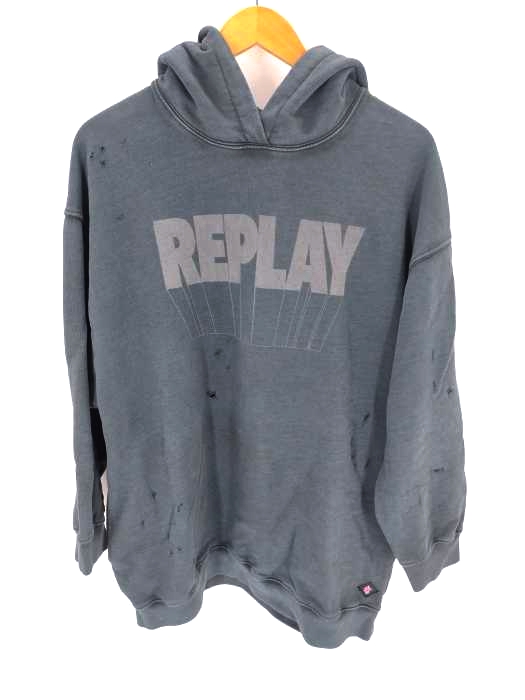 リプレイ REPLAY ダメージ加工ロゴプリントパーカー レディース JPN：XS