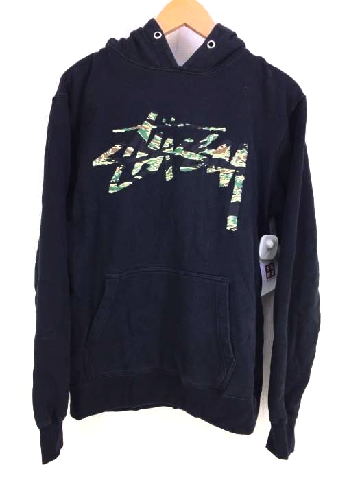 Stussy(ステューシー) 迷彩ロゴプルオーバーパーカー メンズ  M