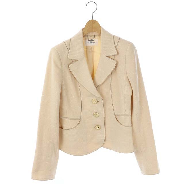 courreges(クレージュ) テーラードジャケット 薄手 ミドル丈 総裏地 40 ベージュ /CM ■OS レディース  40（日本サイズ相当M)