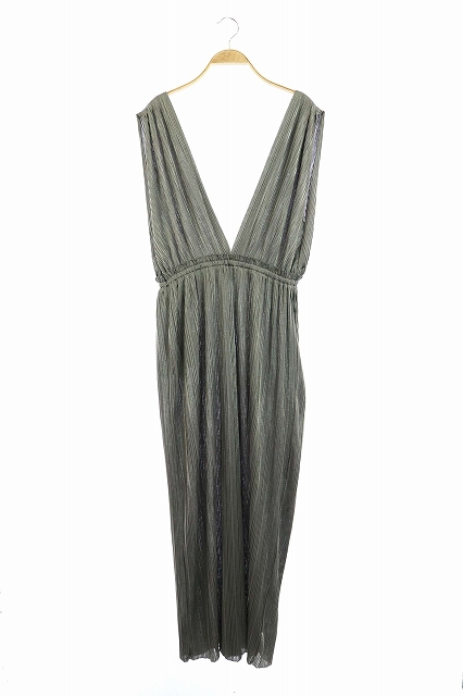 beautiful people(ビューティフルピープル) metalic jersey pleats dress プリーツノースリーブ ワンピース ロング マキシ丈 ラメ 36 グレー /DF ■OS レディース  36（日本サイズS相当）