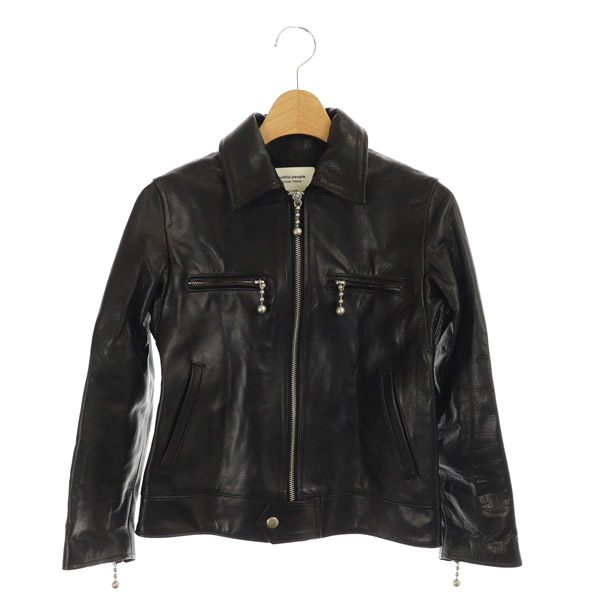 beautiful people(ビューティフルピープル) 18SS mock croc single breasted jacket ライダース ジャケット カウレザー 140 黒 ブラック /MY ■OS ▲H レディース  140