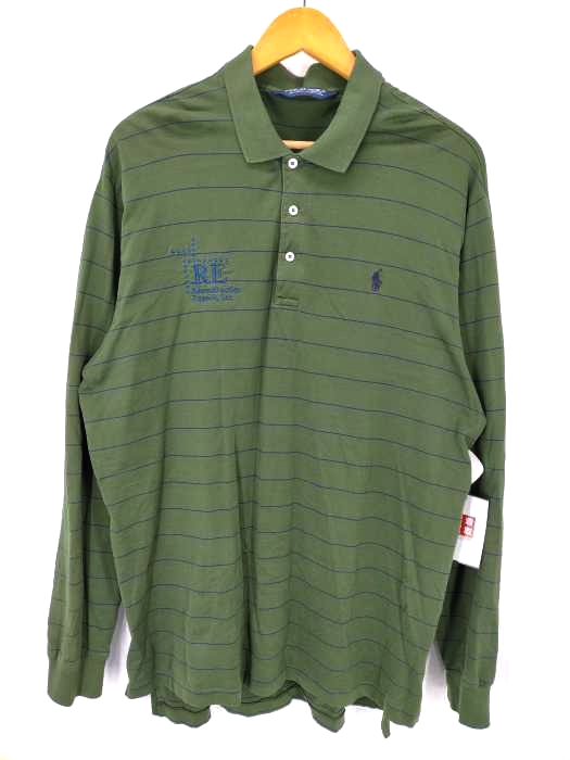 POLO GOLF RALPH LAUREN(ポロゴルフラルフローレン) ポニー刺しゅう 企業ロゴ 刺しゅう ボーダー L/S ポロシャツ メンズ import：L
