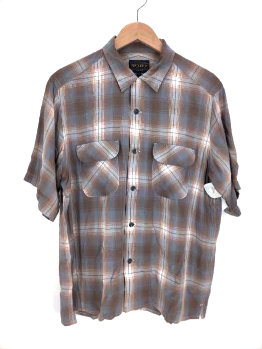 PENDLETON(ペンドルトン) フラップポケット チェック レーヨン オープンカラーシャツ メンズ L