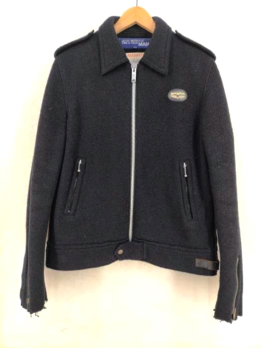 ジュンヤワタナベコムデギャルソンマン JUNYA WATANABE COMME des GARCONS MAN AD2003 03AW ピリングウールライダースジャケット メンズ JPN：M
