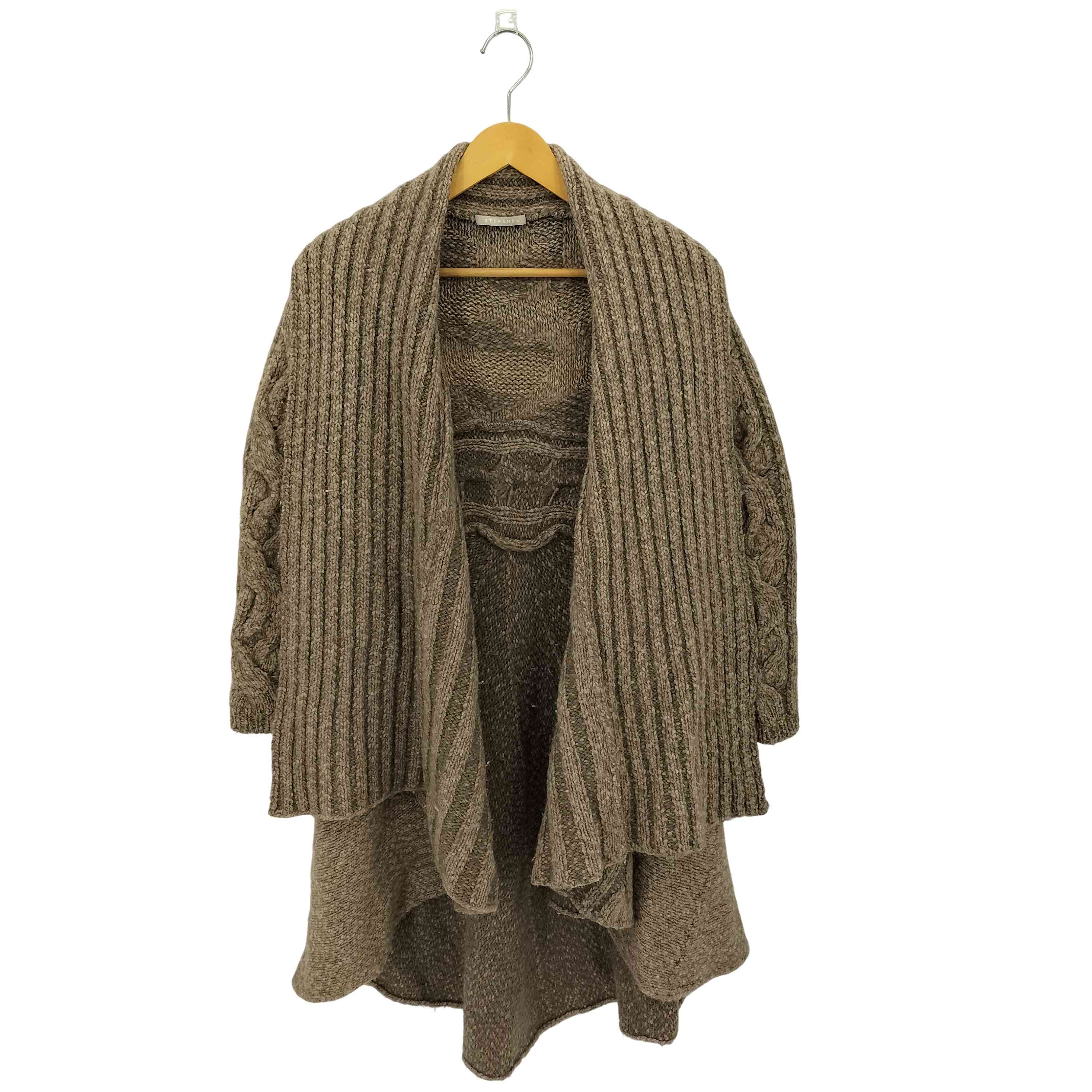 STEFANEL(ステファネル) ブルガリア製 モヘア混 ショールカラー ウールニット ロングガウンコート レディース 36【中古】【ブランド古着