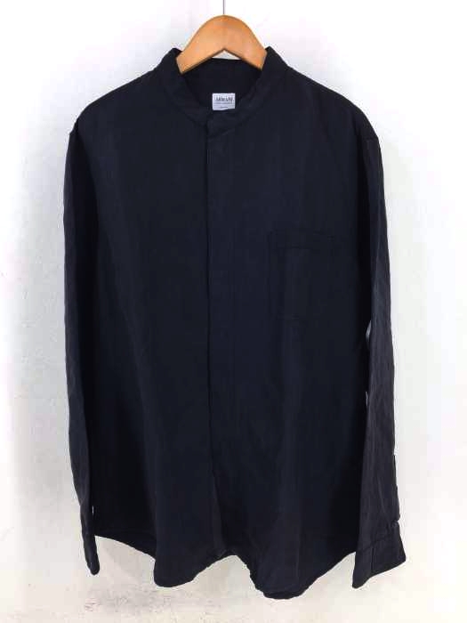 ARMANI COLLEZIONI(アルマーニコレツィオーニ) イタリア製 シルク混リネンバンドカラーシャツ メンズ 表記無
