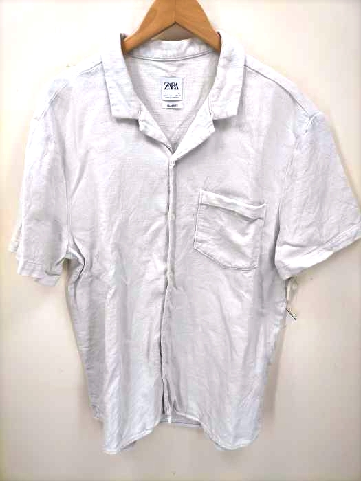 ZARA(ザラ) コットンリネン 半袖開襟シャツ メンズ JPN：L