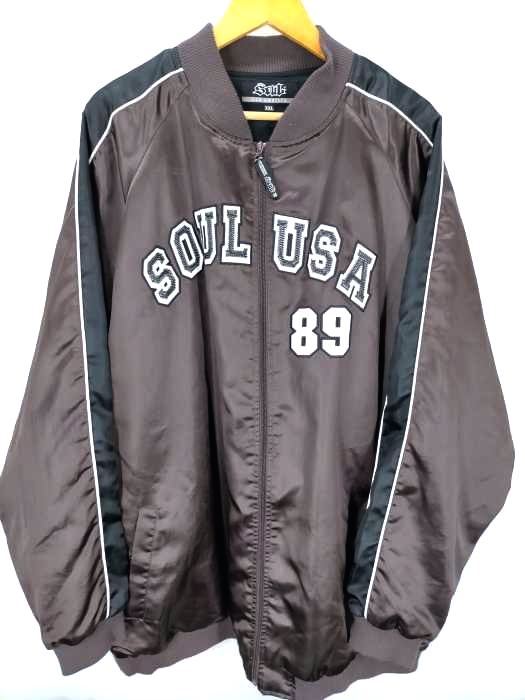 USED古着(ユーズドフルギ) {{SOUL LOS ANGELLS}} ジップアップ サテンジャケット メンズ import：XXL