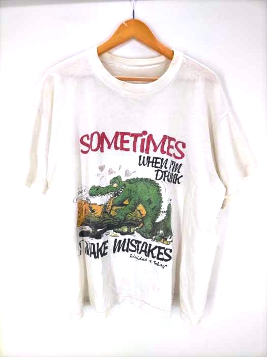ユーズドフルギ USED古着 90S Drunk Crocodile T Shirt SOMETIMES WHEN I M DRUNK シングルステッチ ヴィンテージTシャツ メンズ 表記無