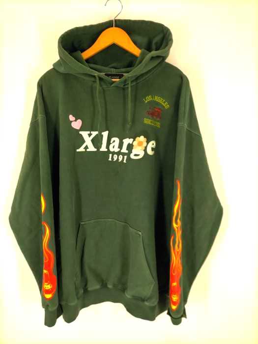 エクストララージ X-LARGE PIGMENT DYLED PUFF LOGO PULLOVER HOODED メンズ JPN：XL