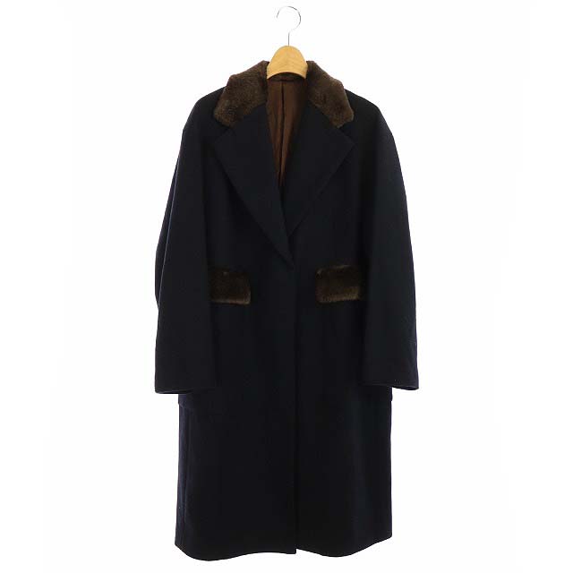 CITYSHOP(シティショップ) フェイクファー付きウールチェスターコート アウター 36 紺 /KN ■OS レディース レディース  36