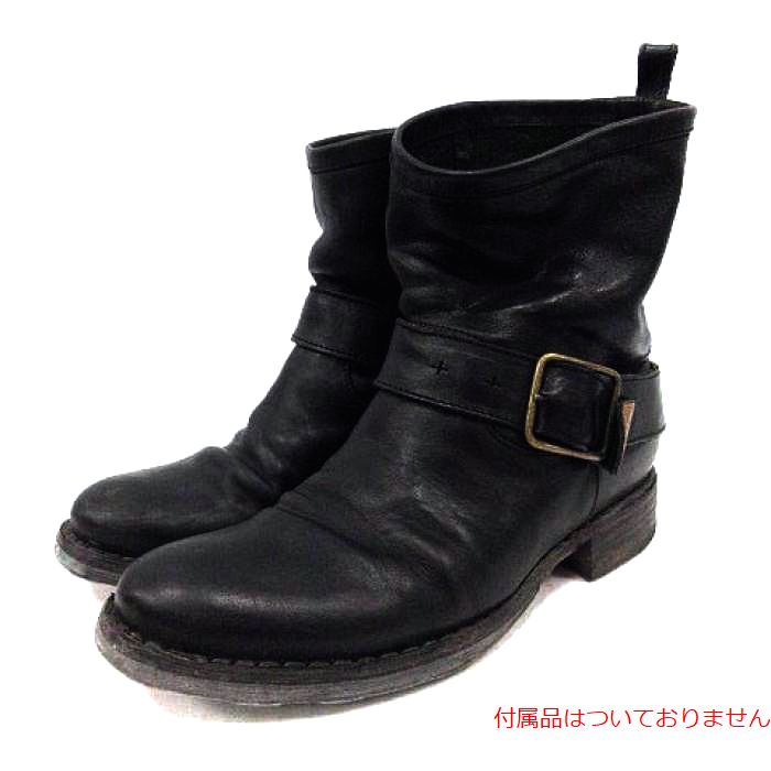 フィオレンティーニベイカー FIORENTINI BAKER エンジニアブーツ ショート レザー ローヒール ベルト 37 23.5cm 黒 /YI10 レディース レディース  37（約23.5cm）