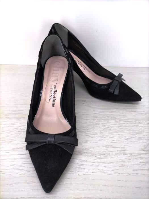 ダイアナ DIANA 19AW chay collections パンプス ヒール スエード黒リボン レディース JPN：23