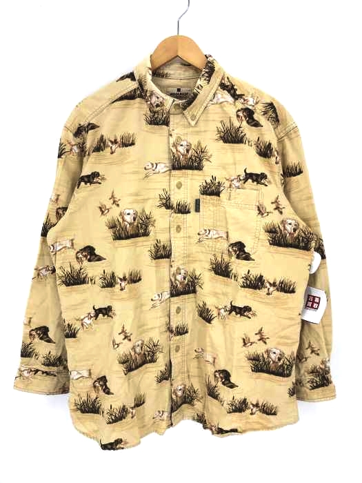 WOOLRICH(ウールリッチ) LT.BARLEYDOGS ドッグプリントボタンダウンネルシャツ メンズ import：L