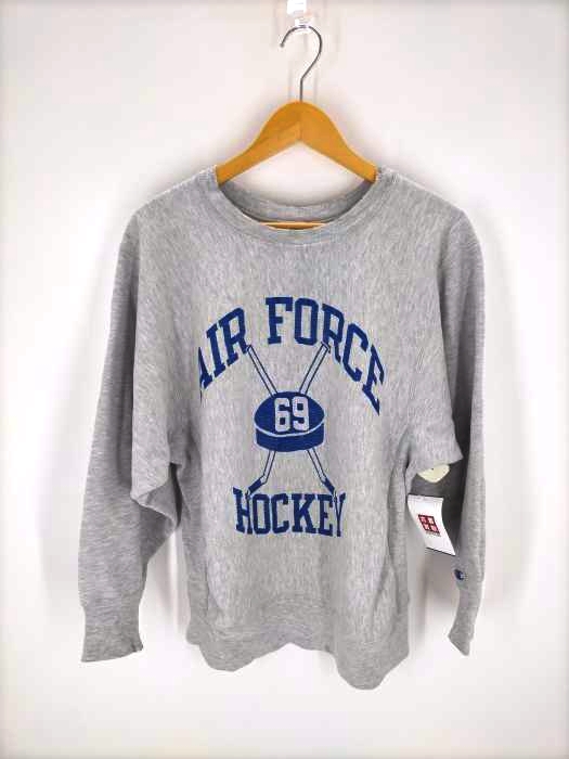 Champion(チャンピオン) 80S USA製 トリコタグ reverse weave AIR FORCE HOCKEY 69 3段ラバープリント霜降りグリーンステッチスウェット メンズ JPN：L