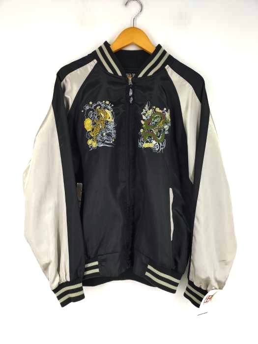 ユーズドフルギ USED古着 {{光言}}スカジャン 和柄 虎 龍 メンズ  LL