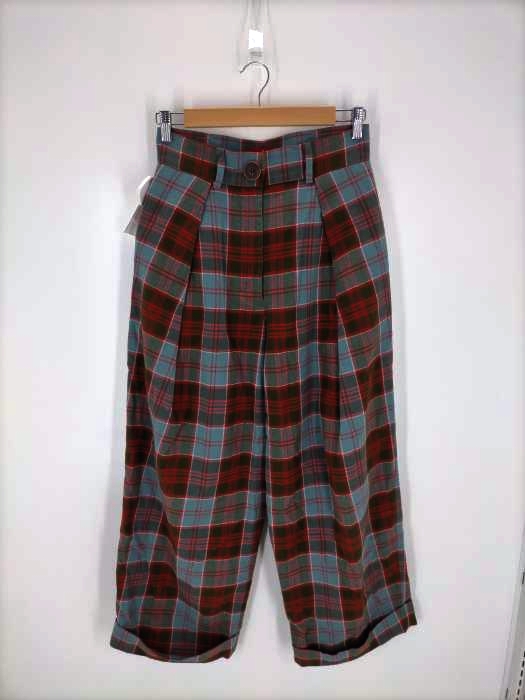 Vivienne Westwood RED LABEL(ヴィヴィアンウエストウッドレッドレーベル) ウール混チェック柄タックワイドパンツ レディース JPN：M