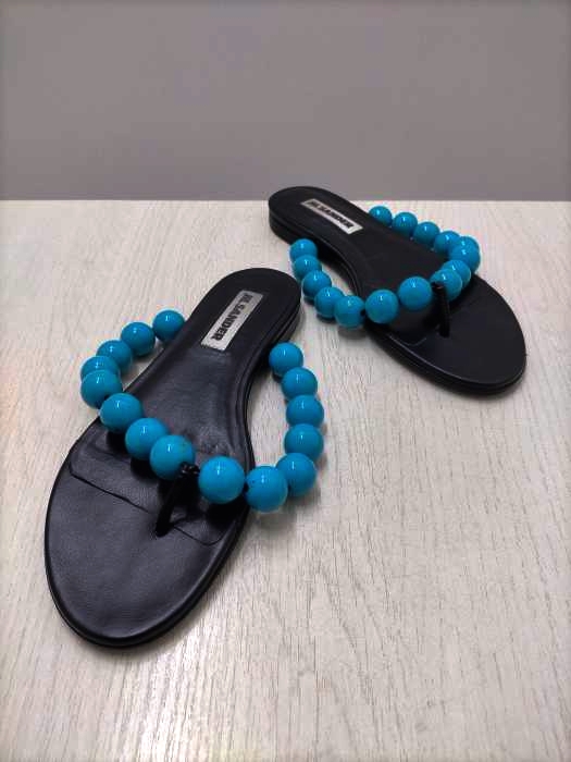JIL SANDER(ジルサンダー) ターコイズストーン フラットサンダル レディース EUR：36