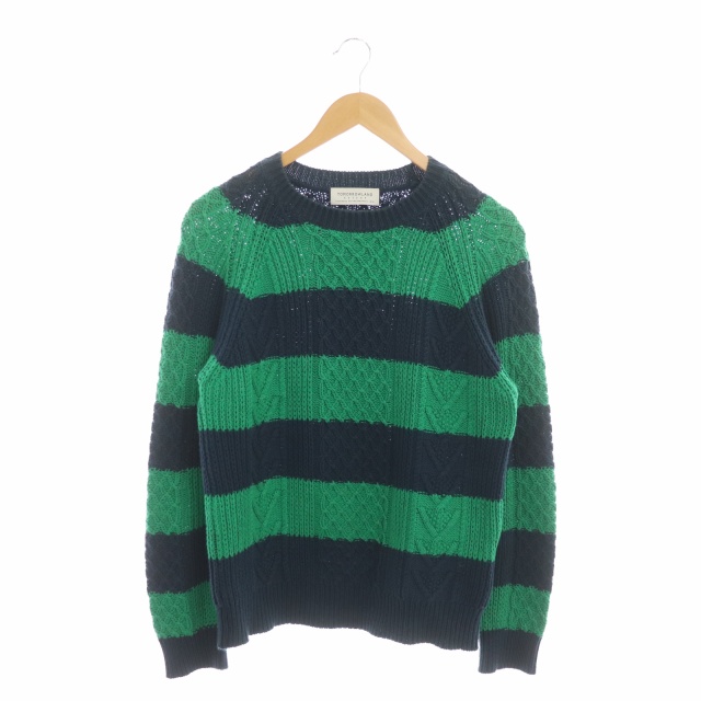 TOMORROWLAND tricot(トゥモローランドトリコ) ニット セーター ボーダー コットン プルオーバー 長袖 M 紺 緑 ネイビー グリーン /HS メンズ メンズ  M