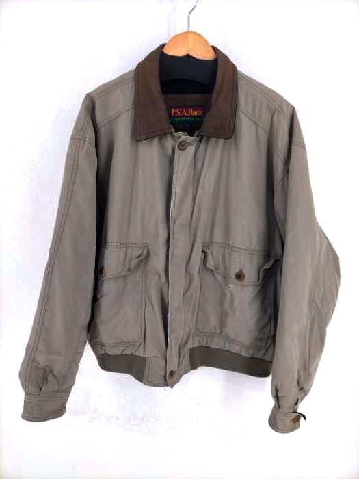 ジョスエーバンク Jos A Bank 80S~90S 襟レザー切替 比翼ブルゾン メンズ JPN：L