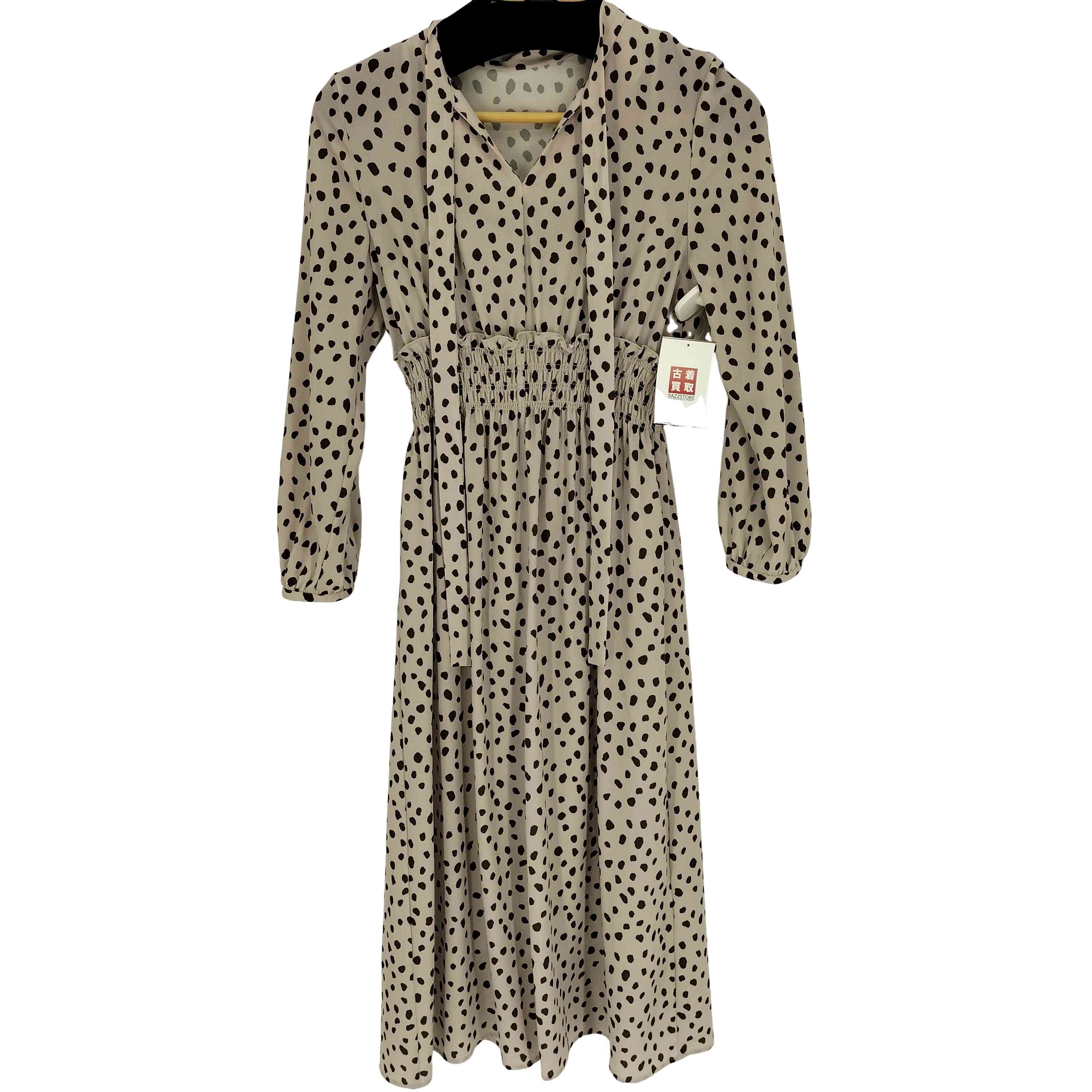 NATURAL BEAUTY BASIC(ナチュラルビューティーベーシック) 22AW ダルメシアン柄 ボウタイ ロング ワンピース レディース PS【中古】【ブ