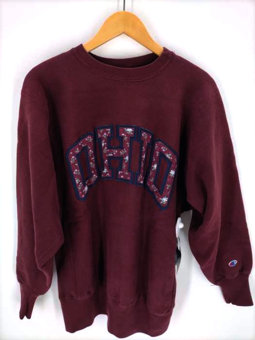 Champion(チャンピオン) 90S USA製 刺繍タグ REVERSE WEAVE OHIO カレッジワッペン刺繍 クルーネックスウェット メンズ トップス スウェット・トレーナー