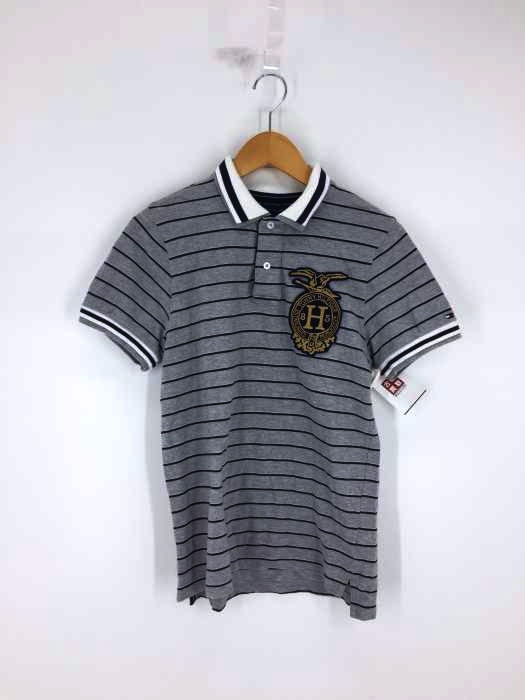 TOMMY HILFIGER(トミーヒルフィガー) SLIM FIT 刺繍ワッペン ボーダーポロシャツ メンズ JPN：S