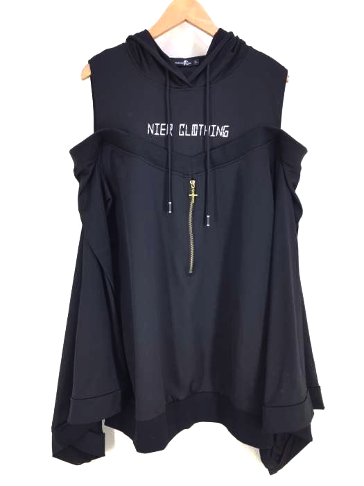 NieR CLOTHING(ニーア クロージング) 着物調袖 ドッキングプルオーバーフーディー レディース  F