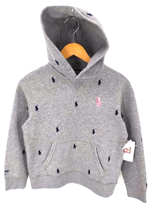 RALPH LAUREN(ラルフローレン) {{PINK PONY RALPH LAUREN}} 20周年 総柄 ポニー刺しゅう プルオーバーパーカー レディース import：M