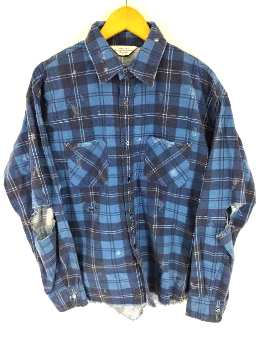 UNUSED アンユーズド damage check nel shirt アンユーズド UNUSED damage check nel shirt メンズ JPN：2