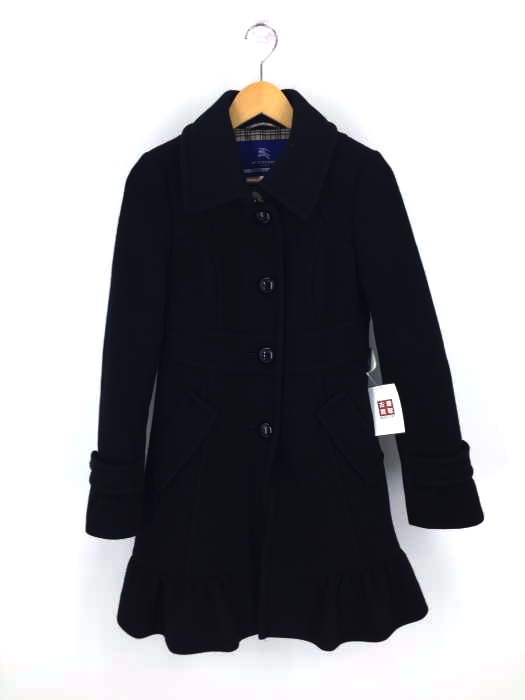 BURBERRY BLUE LABEL(バーバリーブルーレーベル) 裏地ノバチェック シングルフレアウールロングコート レディース JPN：38