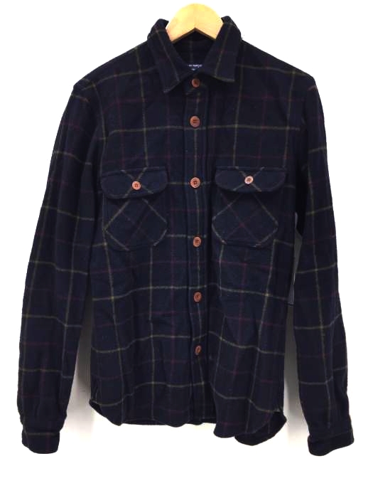 COMME des GARCONS HOMME(コムデギャルソンオム) AD2012 ブロックチェック フラップポケットウールシャツ メンズ JPN：S