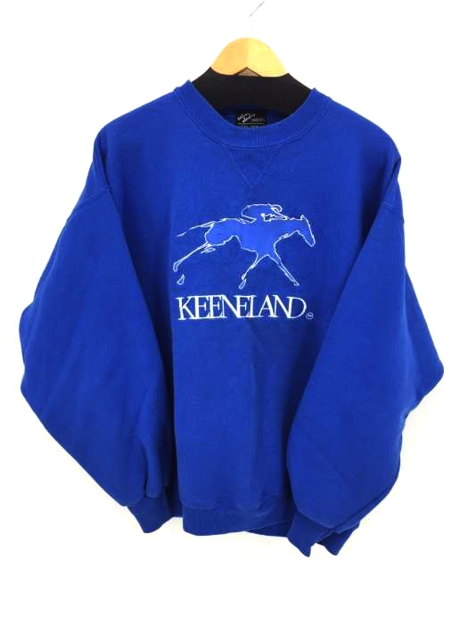 USED古着(ユーズドフルギ) 前V KEENELAND 刺繍プリントスウェット メンズ JPN：XL