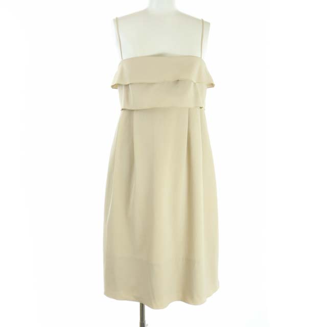 FOXEY NEW YORK(フォクシーニューヨーク) ワンピース キャミソール ロング ミモレ丈 フリル ティアード 38 S ベージュ 22793 /ST ■EC レディース  38(日本サイズS相当)