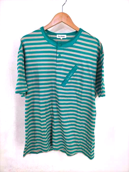 ユーズドフルギ USED古着 スラッシュポケット ボーダーヘンリーネックTEE メンズ 表記無