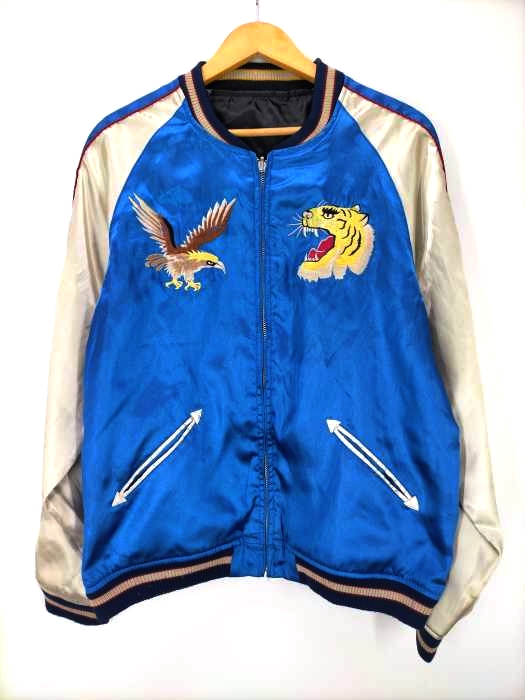 USED古着(ユーズドフルギ) {{Embroidered}} 虎  鷹 刺しゅう リバーシブル スカジャン メンズ JPN：L