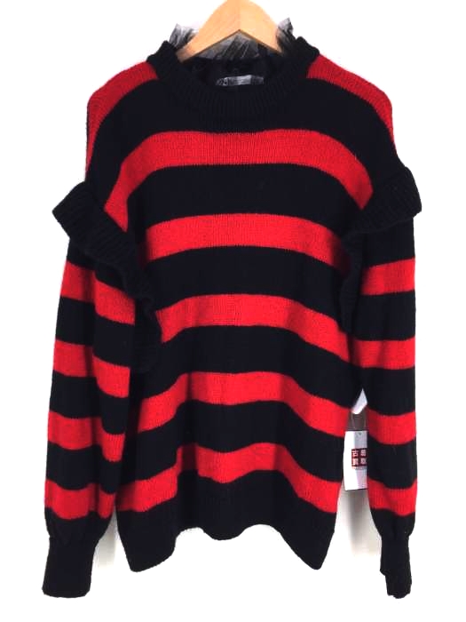 ザラ ZARA ラッフルレースボーダーニット レディース  L