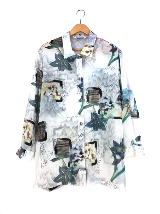 ユーズドフルギ USED古着 シアー総柄シャツ メンズ  無