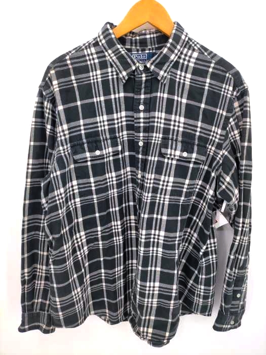 ポロバイラルフローレン Polo by RALPH LAUREN ポニーなし フラップポケット チェックネルシャツ メンズ import：XXL