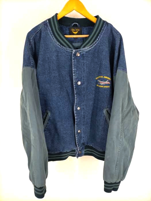 USED古着(ユーズドフルギ) Blue Whale HISTORICAL AIRCRAFT 刺繍デニムブルゾン メンズ  XXXL