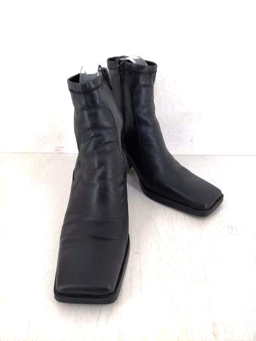 ZARA(ザラ) スクエアトゥサイドジップヒールブーツ レディース JPN：38